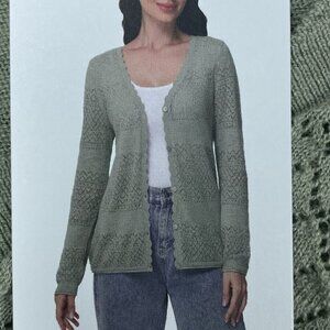 Frye Womens Knit Button Cardigan Sage Green Cotton Small d0315